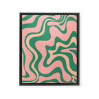 Liquid Swirl Abstract Pattern Pink Blush Green  Framed Canvas Print Gallery Image 6
