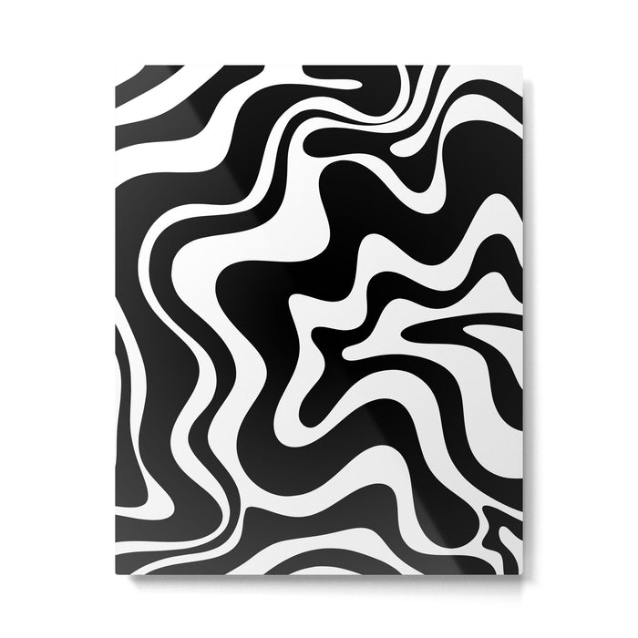 Liquid Swirl Abstract Pattern in Black and White Metal Print Gallery Image 1