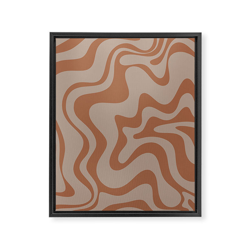 Liquid Swirl Abstract Pattern Taupe Clay Framed Canvas Print Gallery Image 6