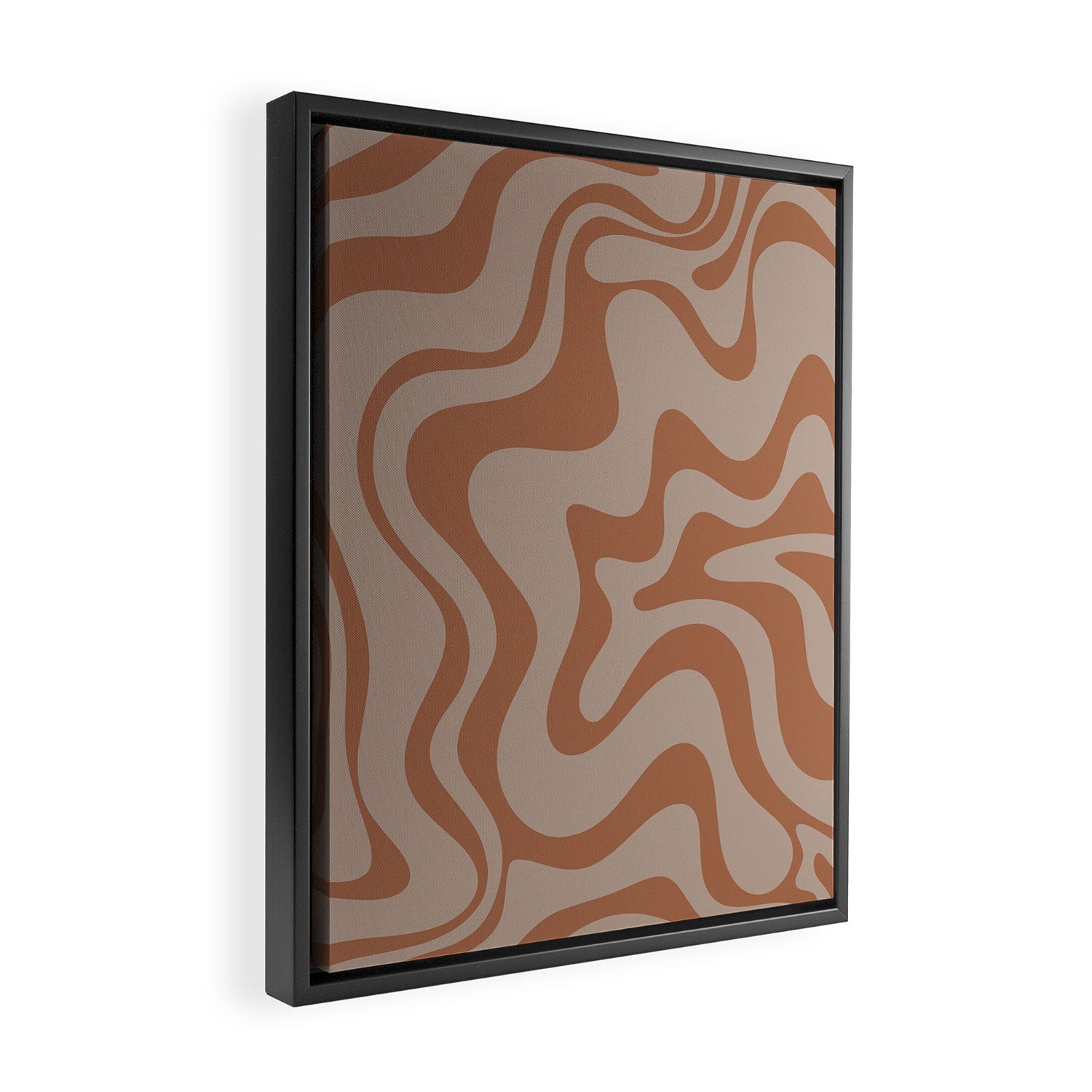 Liquid Swirl Abstract Pattern Taupe Clay Framed Canvas Print Gallery Image 2