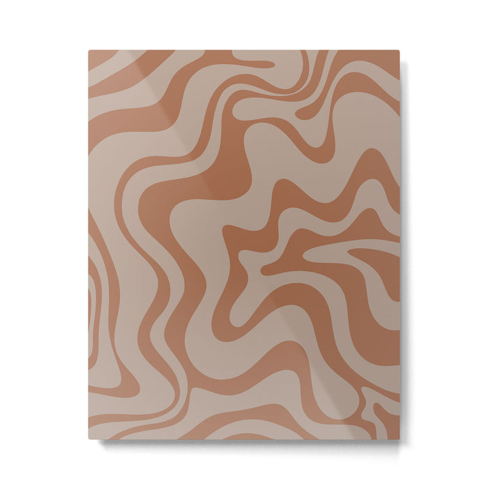 Liquid Swirl Abstract Pattern Taupe Clay Metal Print Gallery Image 1