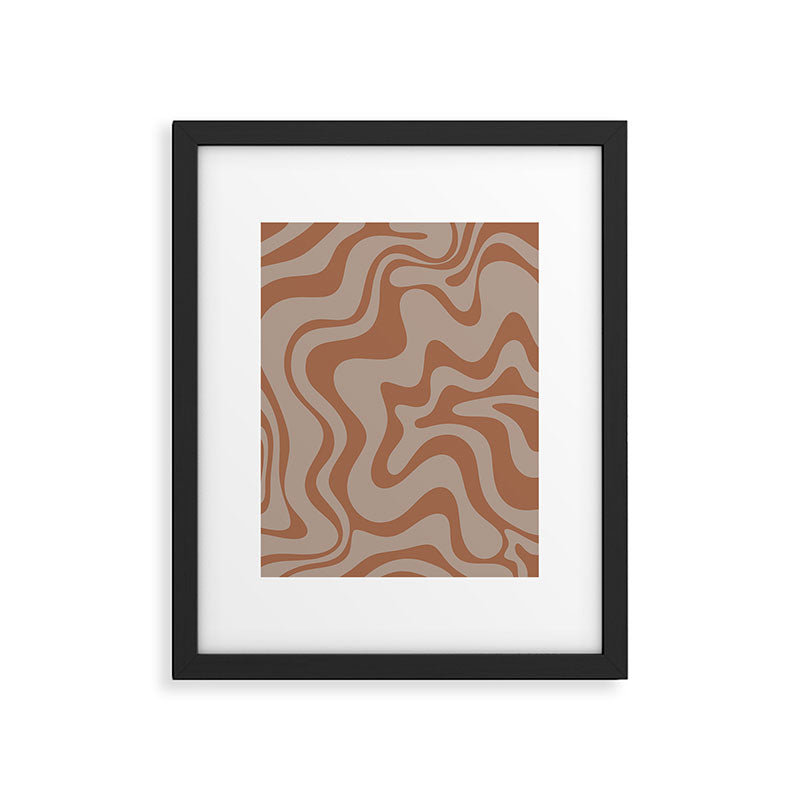 Liquid Swirl Abstract Pattern Taupe Clay Framed Art Print Gallery Image 5