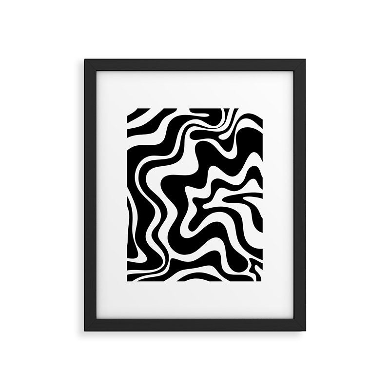 Liquid Swirl Abstract Pattern in Black and White Framed Art Print Gallery Image 4