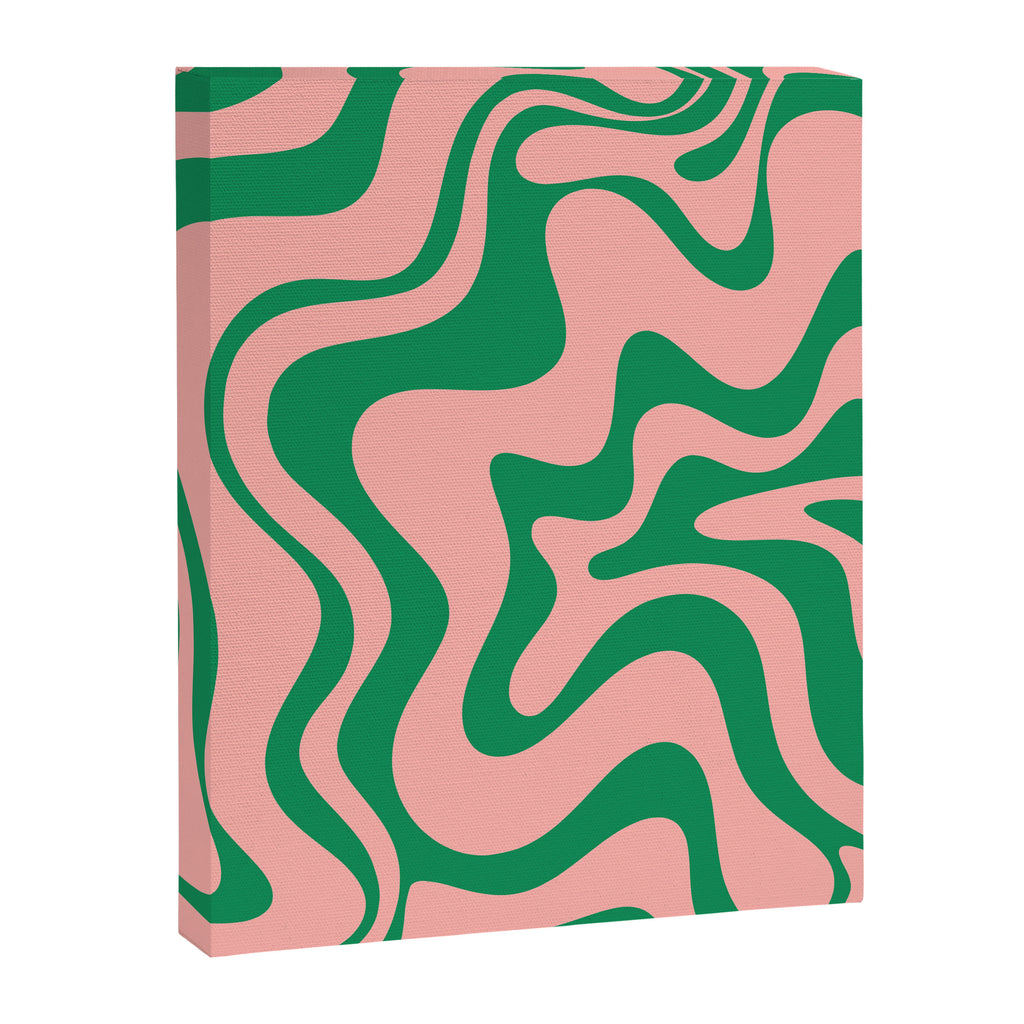 Liquid Swirl Abstract Retro Pattern in Blush Pink and Bright Green  Canvas Print Gallery Image 6