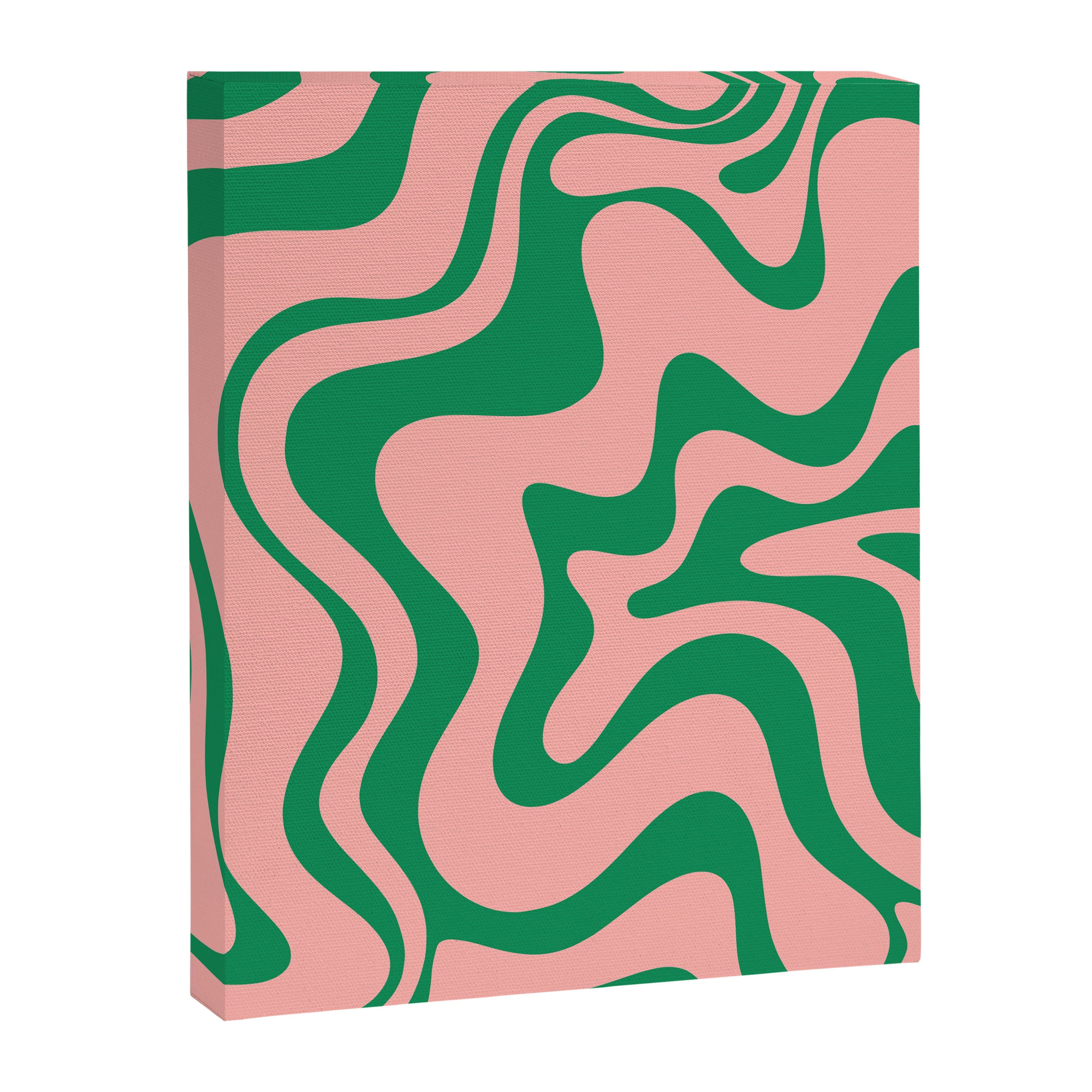 Liquid Swirl Abstract Retro Pattern in Blush Pink and Bright Green  Canvas Print Gallery Image 6