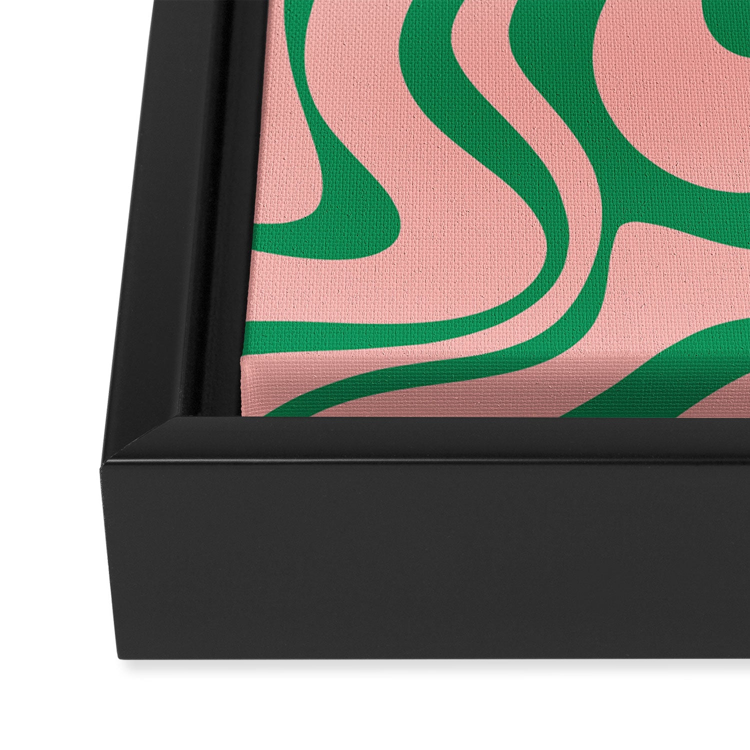 Liquid Swirl Abstract Retro Pattern in Blush Pink and Bright Green  Framed Canvas Print Gallery Image 3