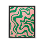 Liquid Swirl Abstract Retro Pattern in Blush Pink and Bright Green  Framed Canvas Print Gallery Image 6