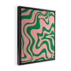 Liquid Swirl Abstract Retro Pattern in Blush Pink and Bright Green  Framed Canvas Print Gallery Image 2