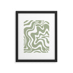 Liquid Swirl Abstract Pattern in Sage Green and White Framed Art Print Gallery Image 5