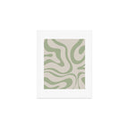 Liquid Swirl Abstract Pattern in Almond and Sage Green Art Print Gallery Image 1