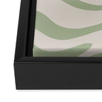 Liquid Swirl Abstract Pattern in Almond and Sage Green Framed Canvas Print Gallery Image 3