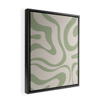 Liquid Swirl Abstract Pattern in Almond and Sage Green Framed Canvas Print Gallery Image 2