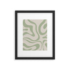 Liquid Swirl Abstract Pattern in Almond and Sage Green Framed Art Print Gallery Image 6