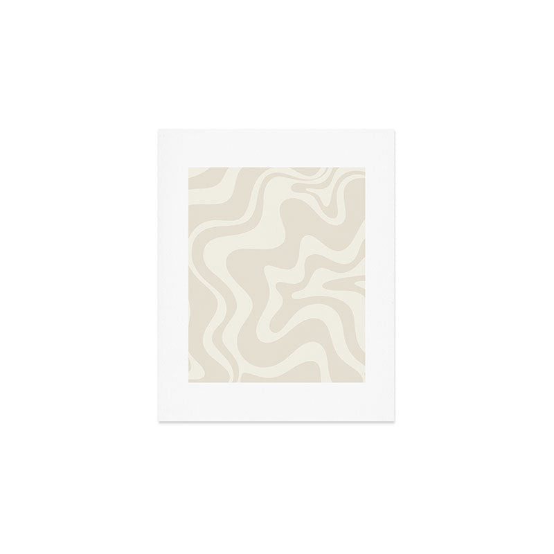 Liquid Swirl Contemporary Abstract Pattern in Barely-There Pale Beige and Light Cream  Art Print Gallery Image 1