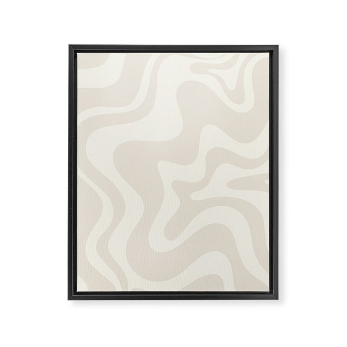 Liquid Swirl Contemporary Abstract Pattern in Barely-There Pale Beige and Light Cream  Framed Canvas Print Gallery Image 1