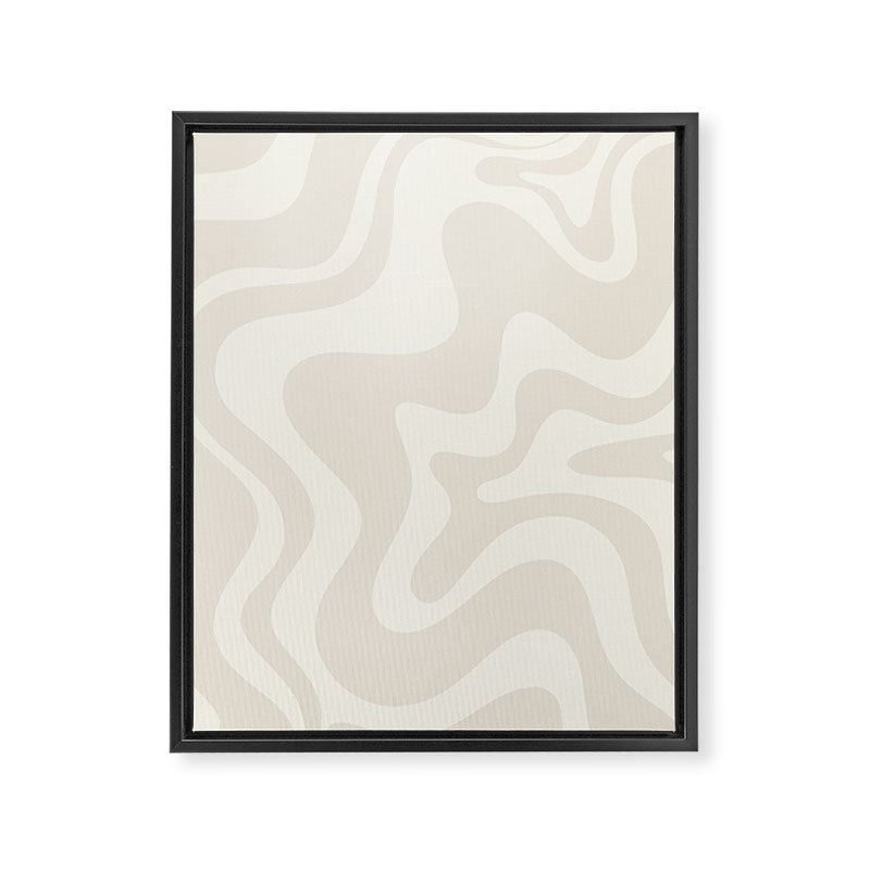 Liquid Swirl Contemporary Abstract Pattern in Barely-There Pale Beige and Light Cream  Framed Canvas Print Gallery Image 8