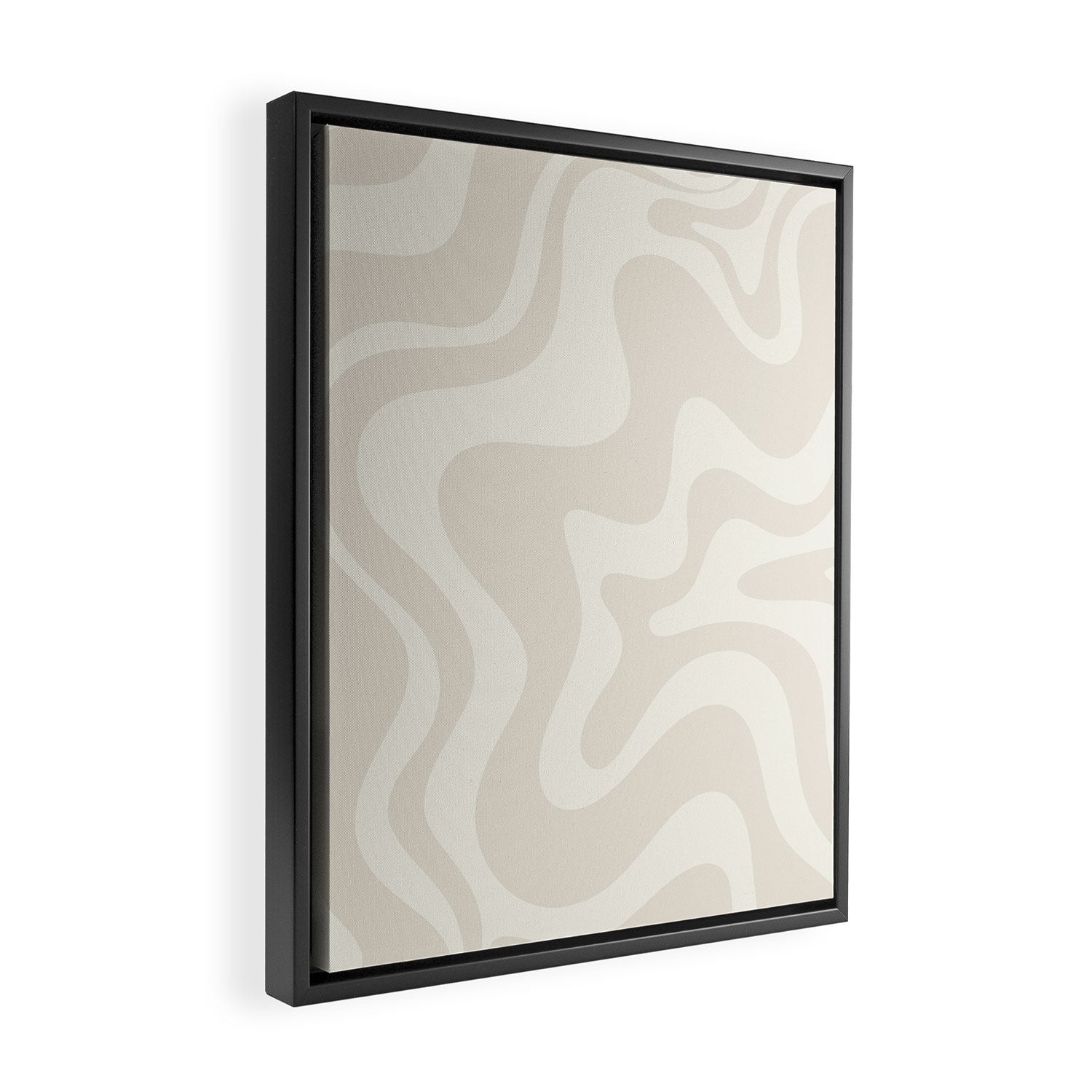 Liquid Swirl Contemporary Abstract Pattern in Barely-There Pale Beige and Light Cream  Framed Canvas Print Gallery Image 2