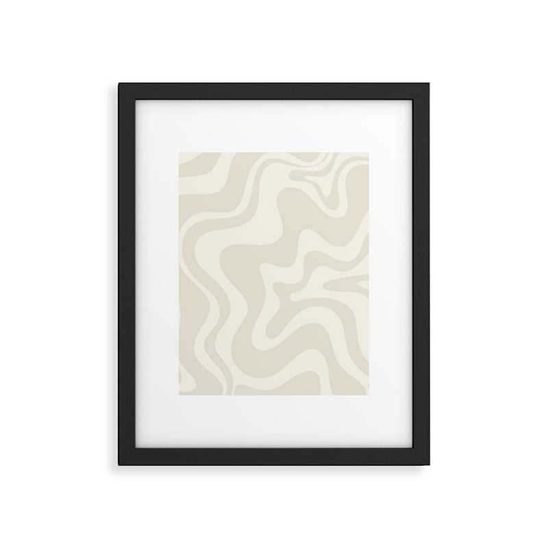Liquid Swirl Contemporary Abstract Pattern in Barely-There Pale Beige and Light Cream  Framed Art Print Gallery Image 6