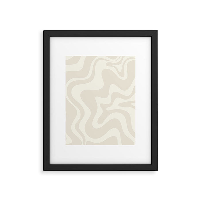 Liquid Swirl Contemporary Abstract Pattern in Barely-There Pale Beige and Light Cream  Framed Art Print Gallery Image 1