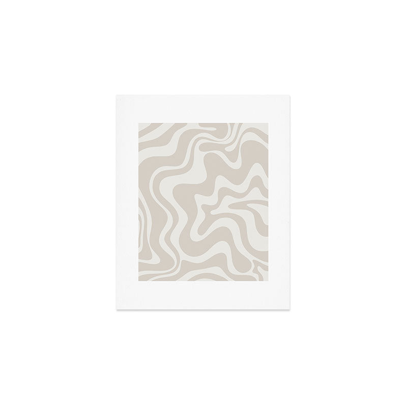 Liquid Swirl Contemporary Abstract Pattern in Mushroom Cream Art Print Gallery Image 1