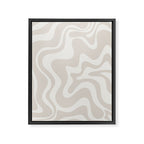 Liquid Swirl Contemporary Abstract Pattern in Mushroom Cream Framed Canvas Print Gallery Image 6