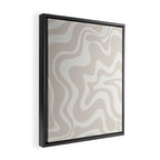 Liquid Swirl Contemporary Abstract Pattern in Mushroom Cream Framed Canvas Print Gallery Image 2