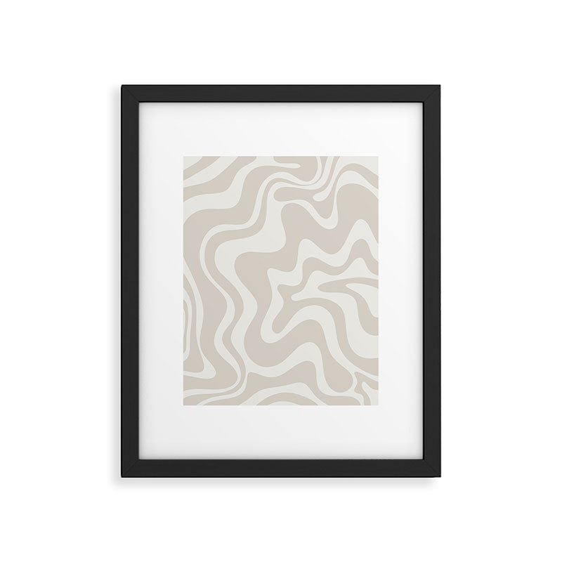 Liquid Swirl Contemporary Abstract Pattern in Mushroom Cream Framed Art Print Gallery Image 5