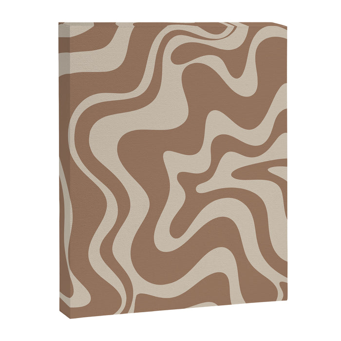 Liquid Swirl Contemporary Abstract Pattern in Chocolate Milk Brown and Beige Canvas Print Gallery Image 1