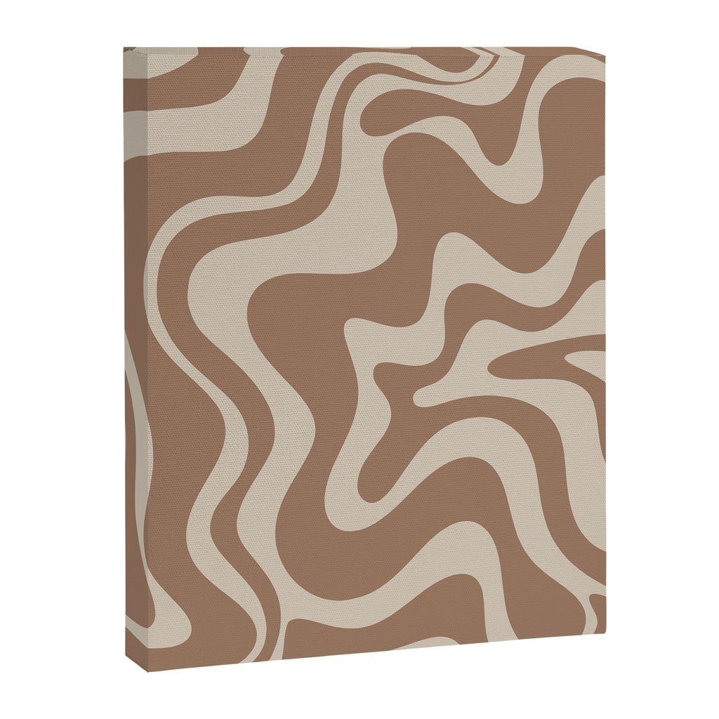Liquid Swirl Contemporary Abstract Pattern in Chocolate Milk Brown and Beige Canvas Print Gallery Image 6
