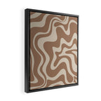 Liquid Swirl Contemporary Abstract Pattern in Chocolate Milk Brown and Beige Framed Canvas Print Gallery Image 2
