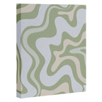 Liquid Swirl Contemporary Abstract Pattern in Light Sage Green Canvas Print Gallery Image 3