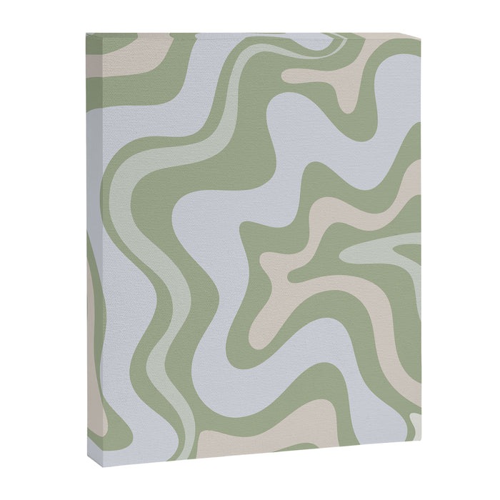 Liquid Swirl Contemporary Abstract Pattern in Light Sage Green Canvas Print Gallery Image 1