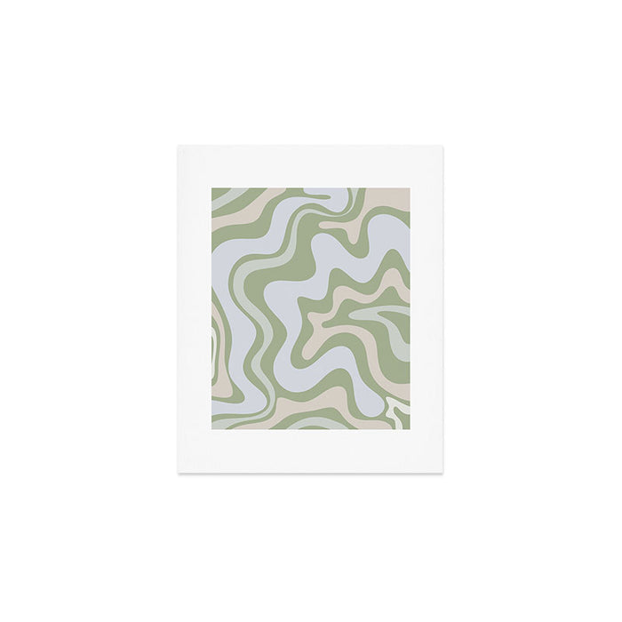 Liquid Swirl Contemporary Abstract Pattern in Light Sage Green Art Print Gallery Image 1