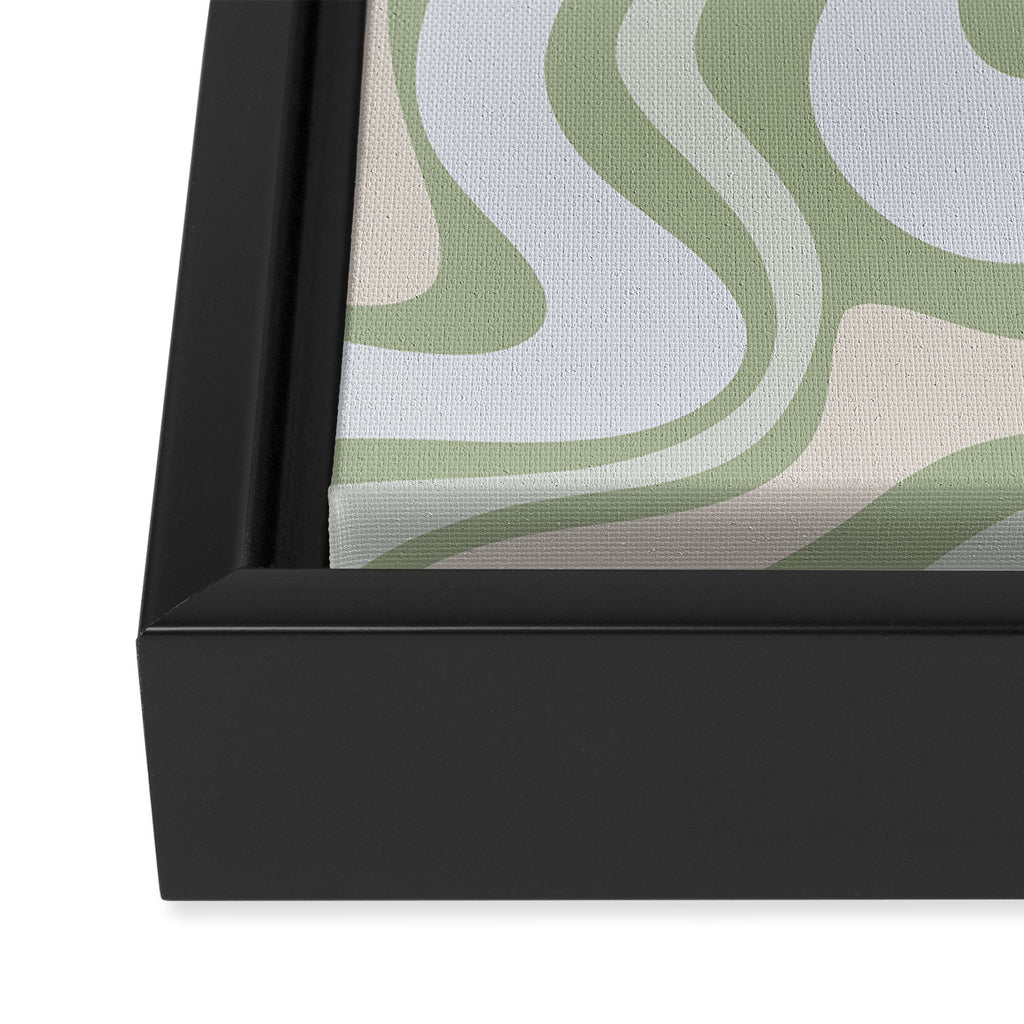 Liquid Swirl Contemporary Abstract Pattern in Light Sage Green Framed Canvas Print Gallery Image 3