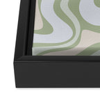 Liquid Swirl Contemporary Abstract Pattern in Light Sage Green Framed Canvas Print Gallery Image 3