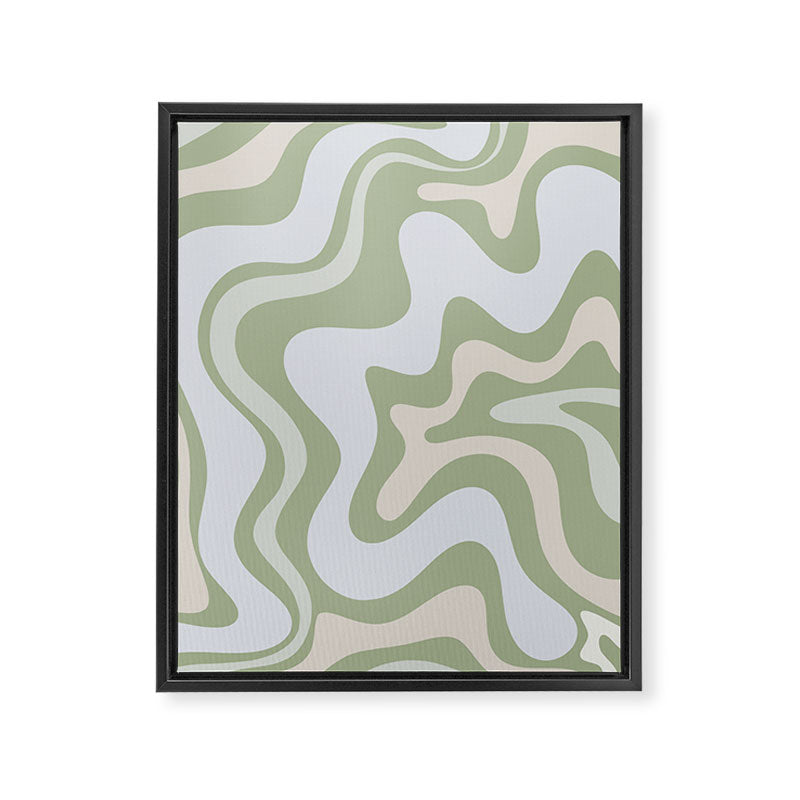 Liquid Swirl Contemporary Abstract Pattern in Light Sage Green Framed Canvas Print Gallery Image 8