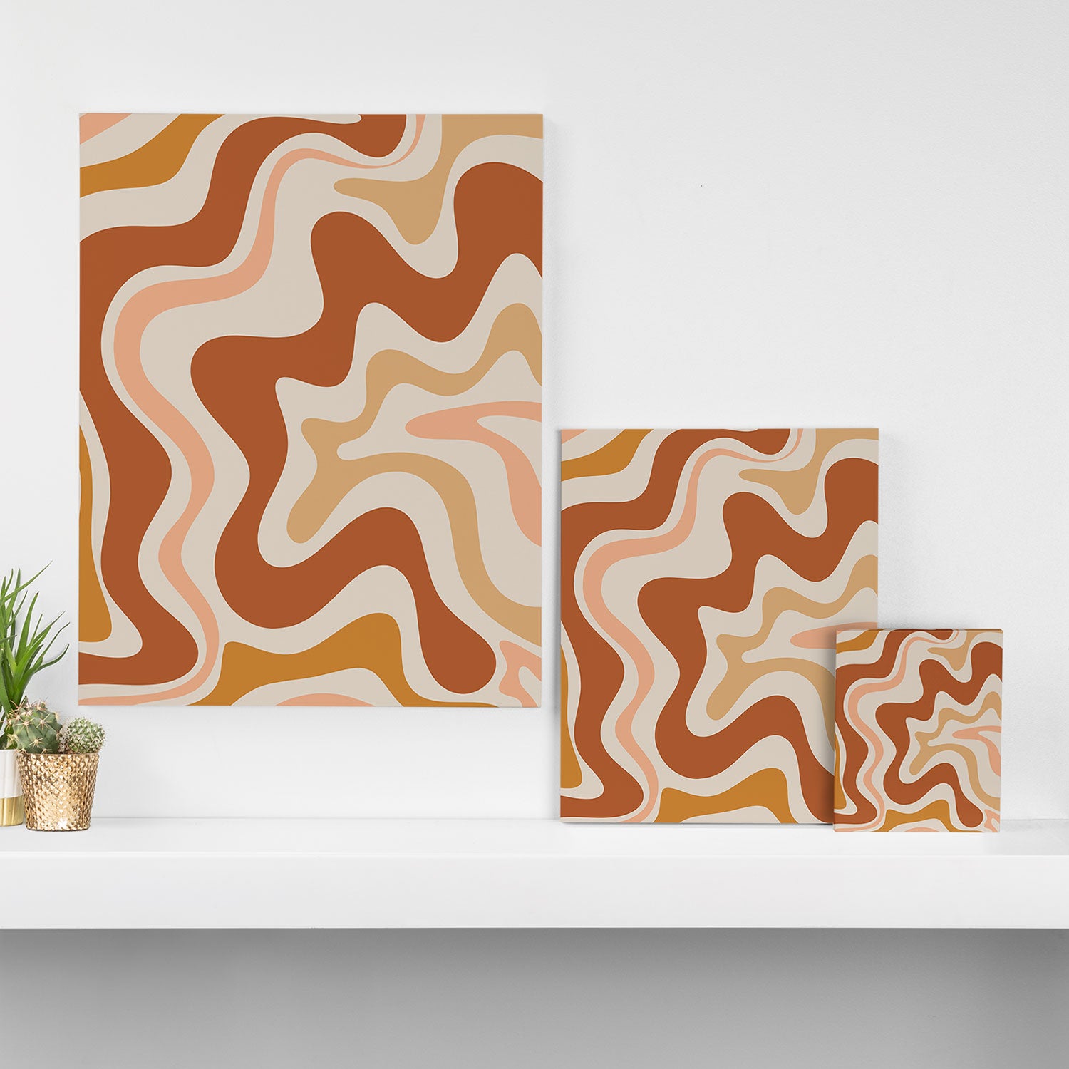 Liquid Swirl Abstract in Earth Tones Canvas Print Gallery Image 3