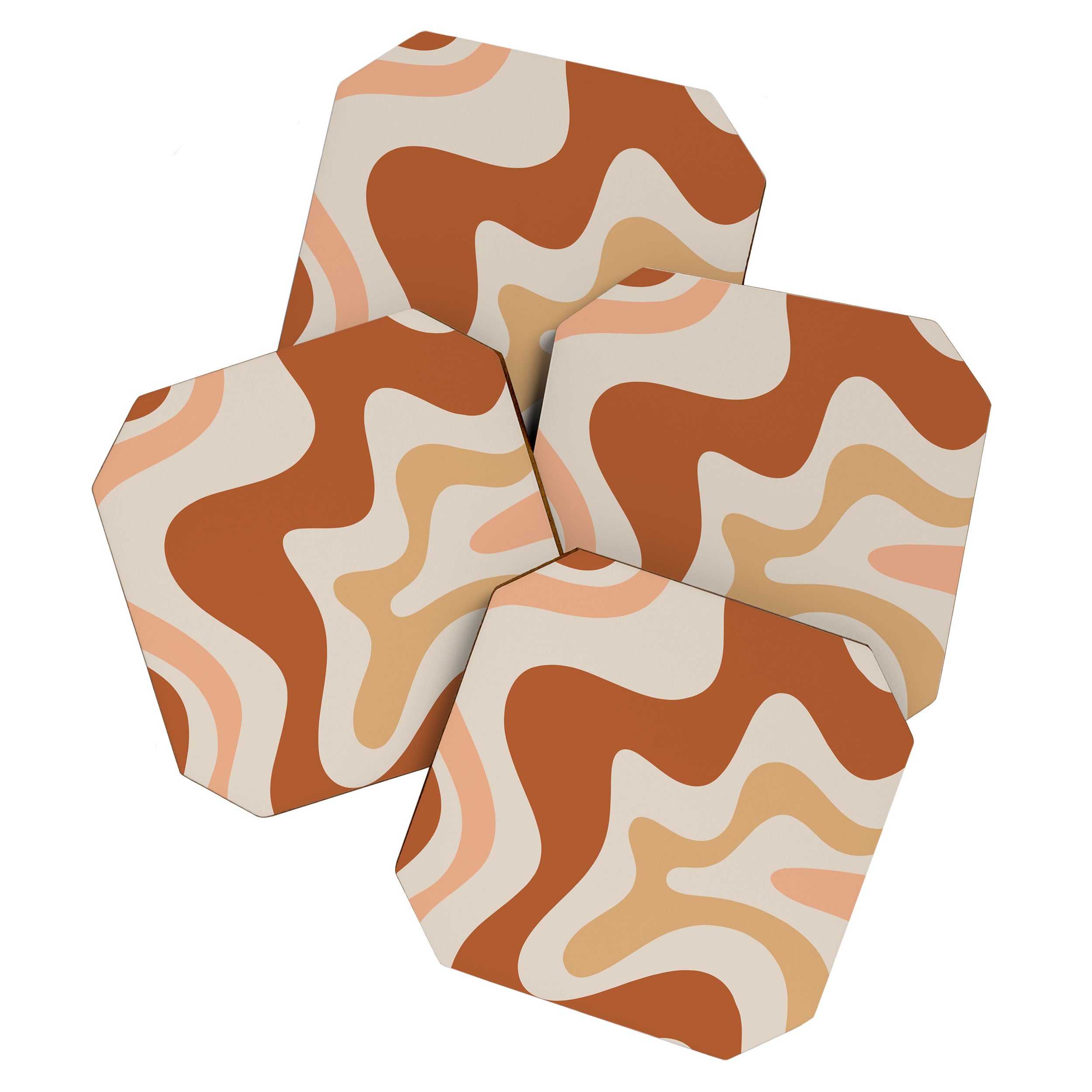 Liquid Swirl Abstract in Earth Tones Coaster Gallery Image 1