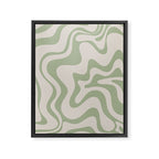 Liquid Swirl Modern Abstract Pattern in Beige and Sage Green Framed Canvas Print Gallery Image 6