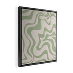Liquid Swirl Modern Abstract Pattern in Beige and Sage Green Framed Canvas Print Gallery Image 2