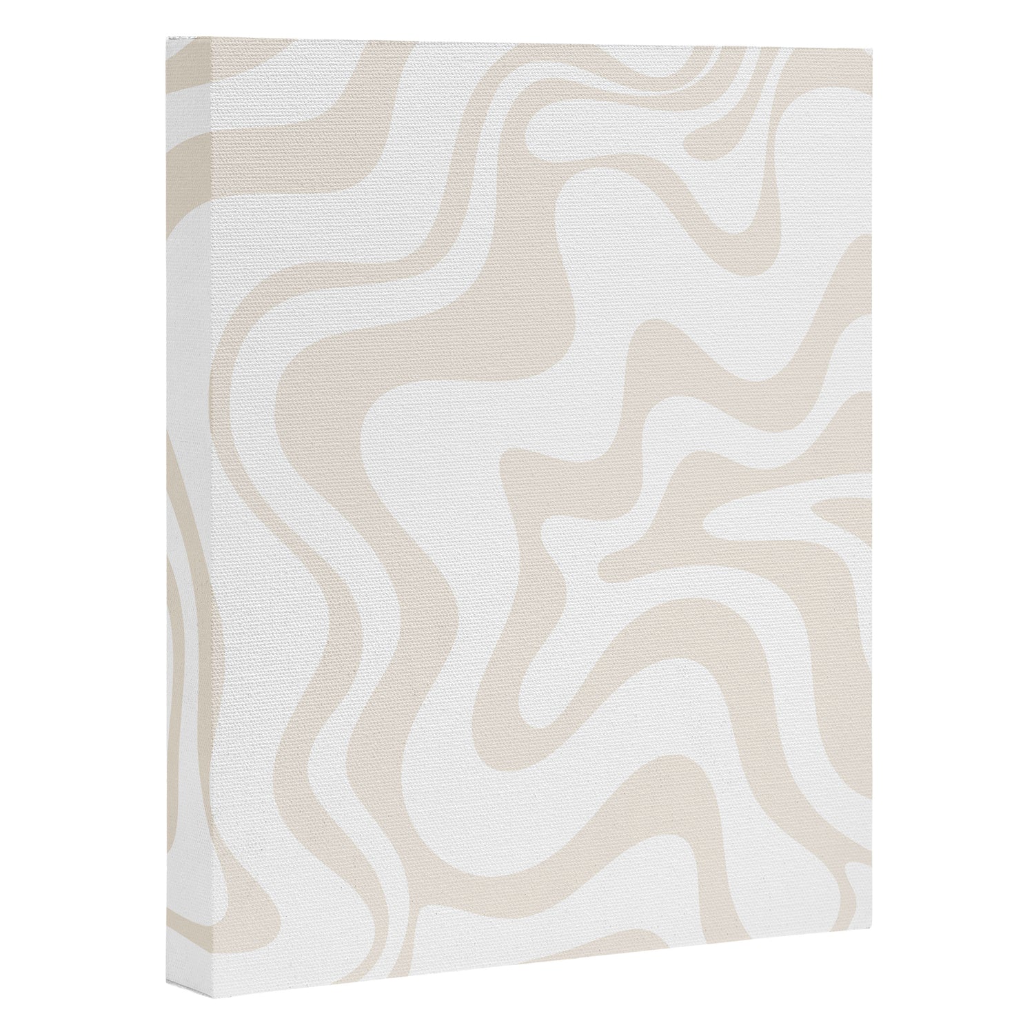 Liquid Swirl Abstract Pattern in Pale Beige and White Canvas Print Gallery Image 3