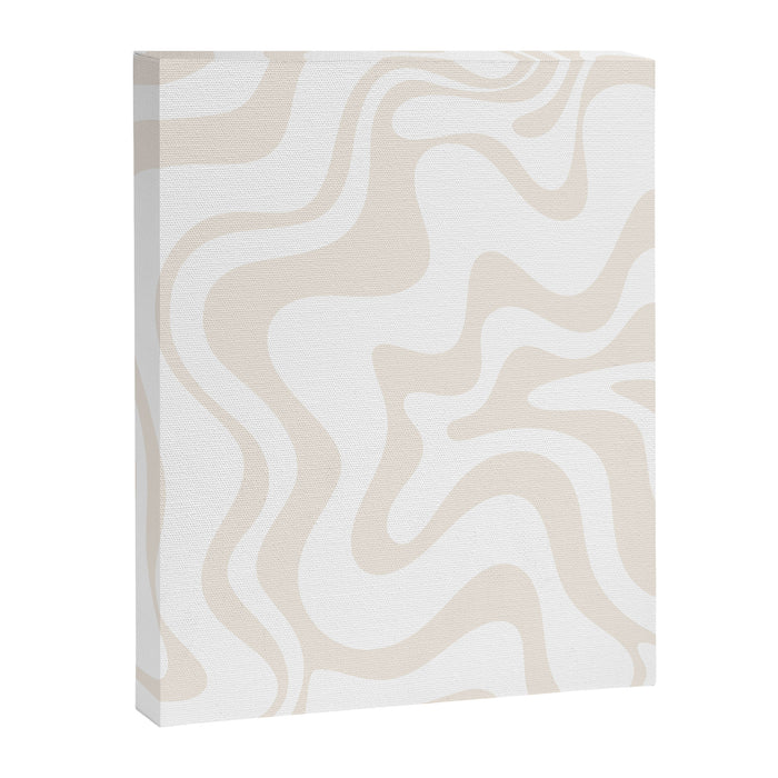 Liquid Swirl Abstract Pattern in Pale Beige and White Canvas Print Gallery Image 1