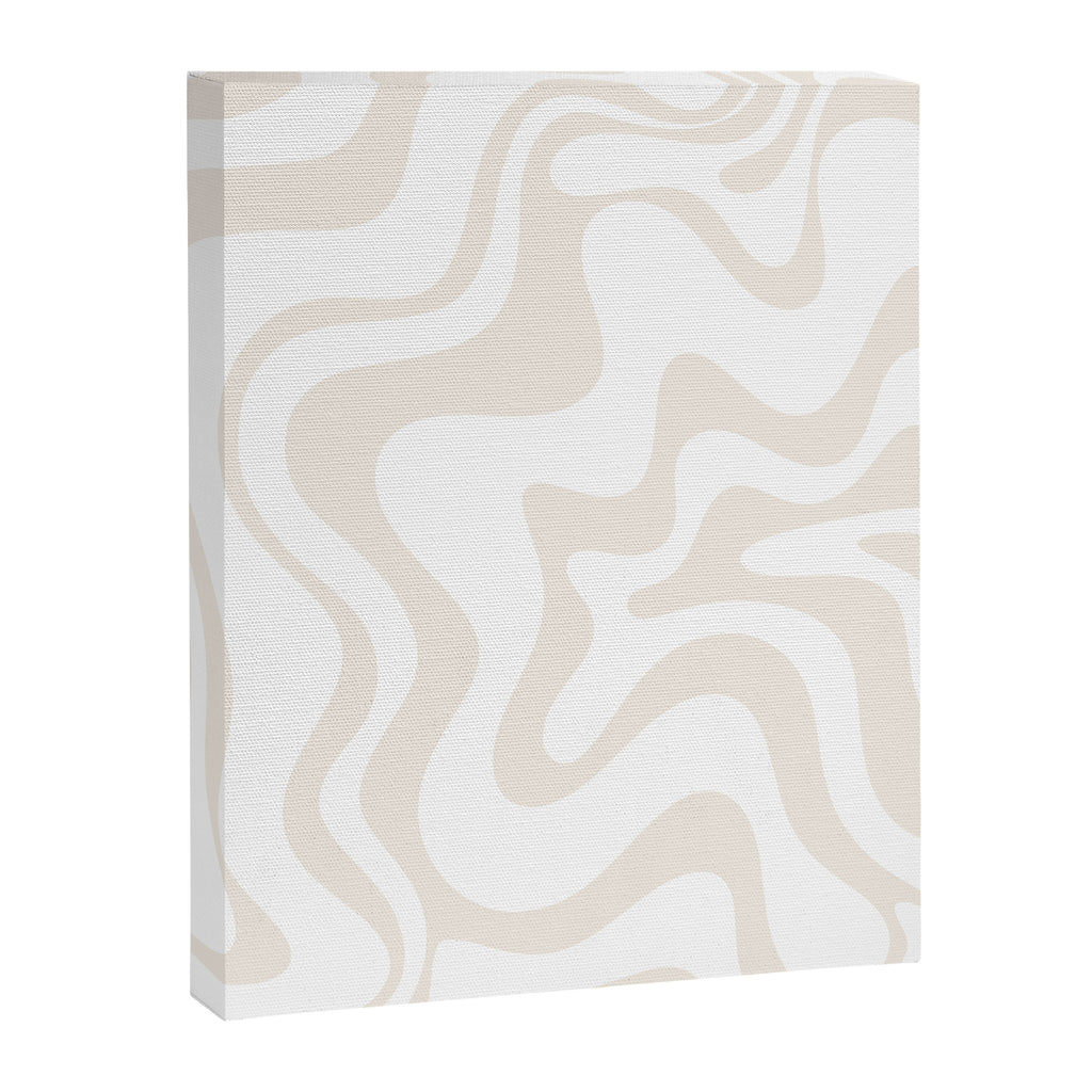 Liquid Swirl Abstract Pattern in Pale Beige and White Canvas Print Gallery Image 6