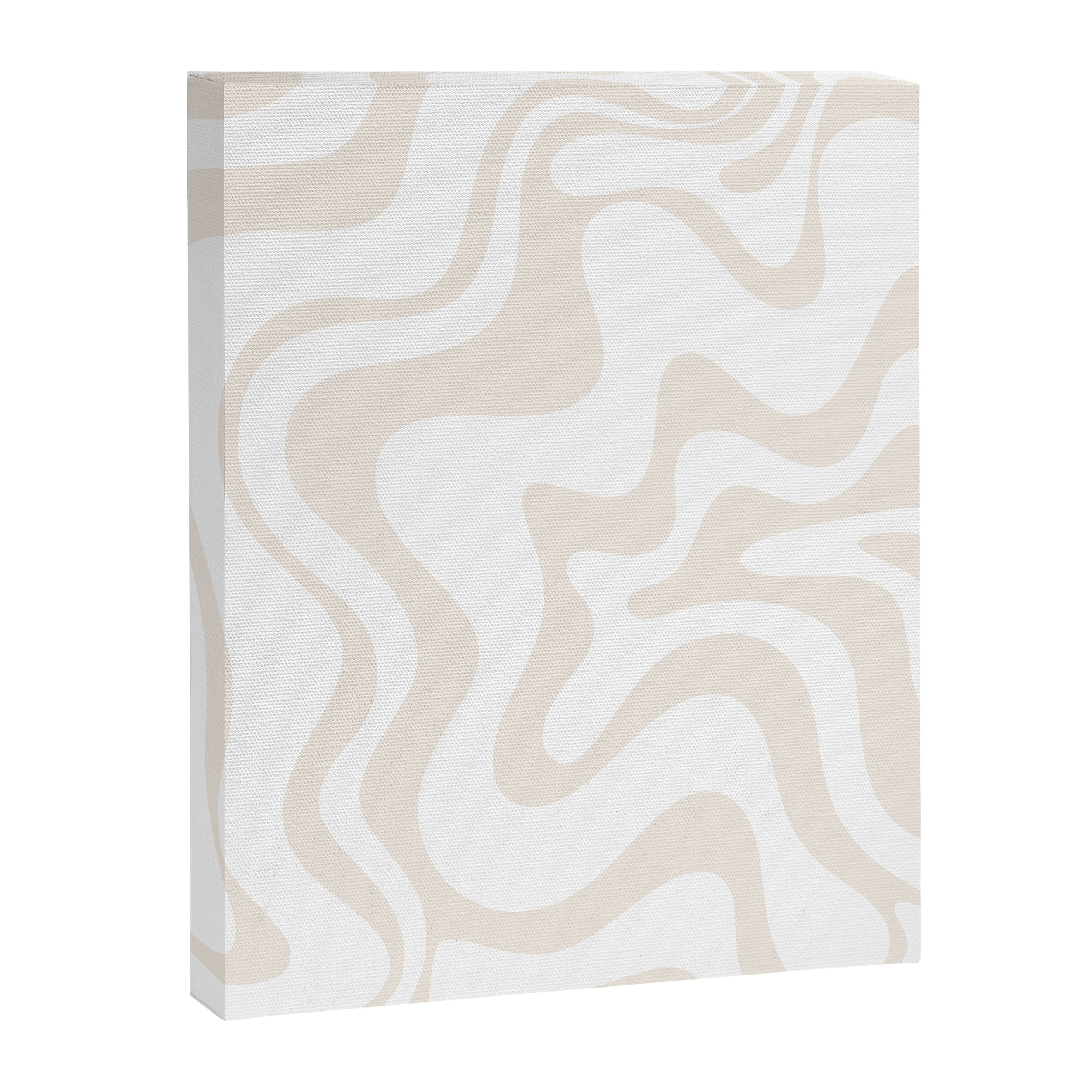 Liquid Swirl Abstract Pattern in Pale Beige and White Canvas Print Gallery Image 6