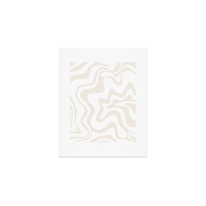 Liquid Swirl Abstract Pattern in Pale Beige and White Art Print Gallery Image 1