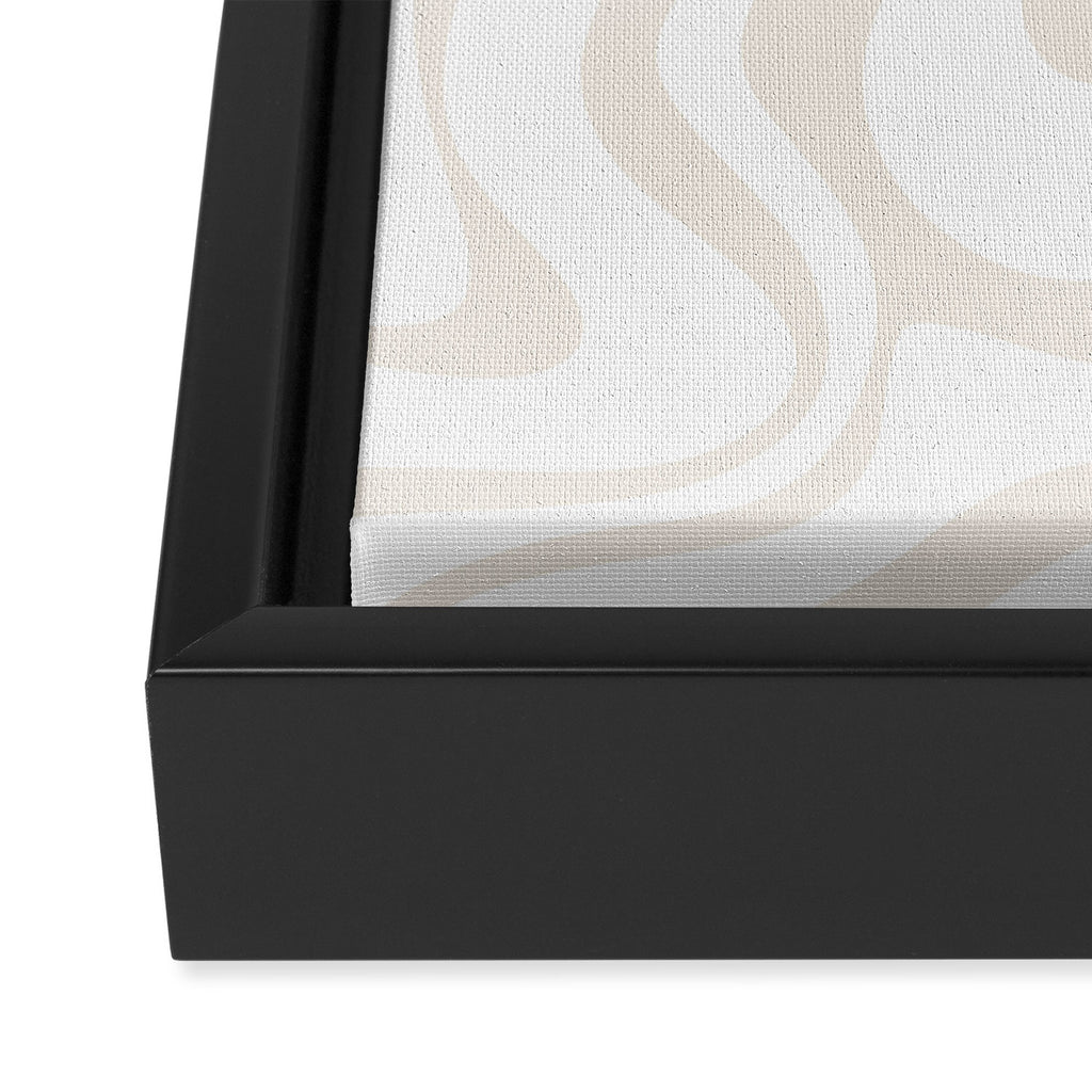 Liquid Swirl Abstract Pattern in Pale Beige and White Framed Canvas Print Gallery Image 3