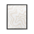 Liquid Swirl Abstract Pattern in Pale Beige and White Framed Canvas Print Gallery Image 6