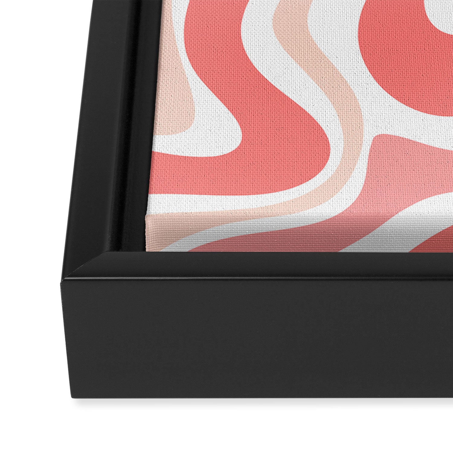 Liquid Swirl Retro Abstract Pattern in Blush Pink and White Framed Canvas Print Gallery Image 3