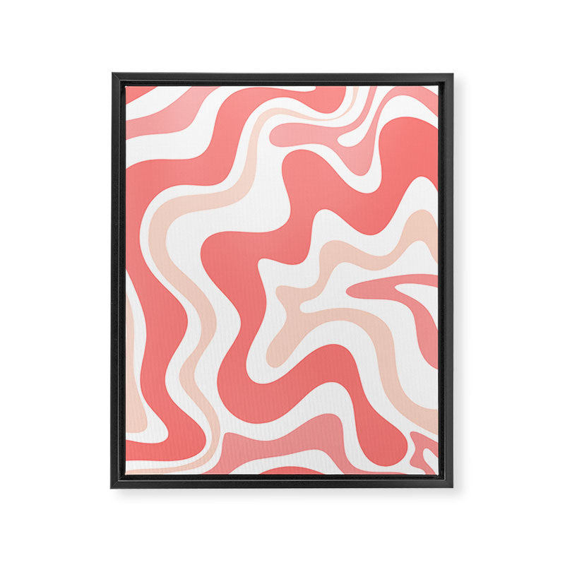 Liquid Swirl Retro Abstract Pattern in Blush Pink and White Framed Canvas Print Gallery Image 6