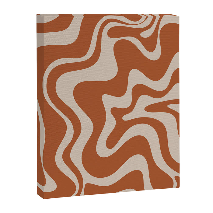 Liquid Swirl Retro Abstract Pattern in Clay and Putty Earth Tones Canvas Print Gallery Image 1